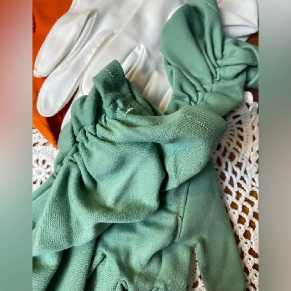 Gloves ladies small vintage lot of 3 green, orange, white, good condition